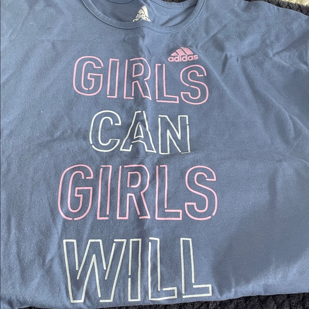 Adidas Kids' Navy and Pink Motivational Tee